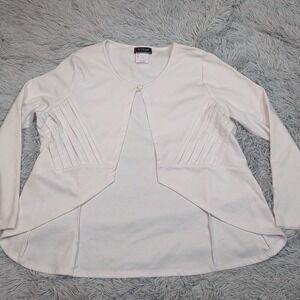 Vida Shirt Womens L White Linen Blend Top Soft Stretch Blouse Casual Preppy